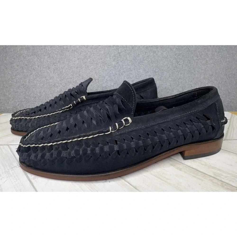 Vintage Florsheim Suede Huarache Loafers Navy Men's Size 10.5 3E Preppy Academia